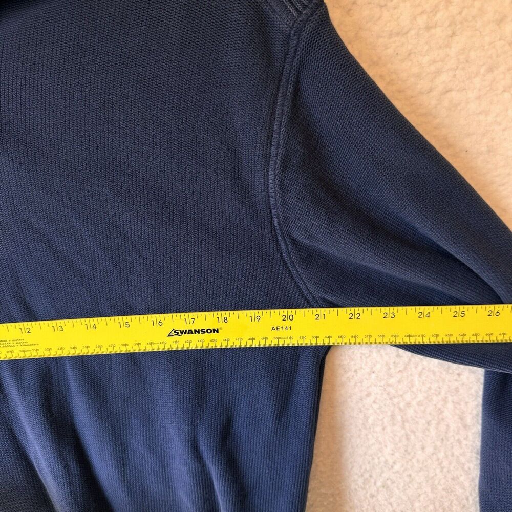 Faconnable 1/4 Zip Golf Casual Cotton Sweater Mens Size L Navy Blue Preppy - Picture 8 of 10